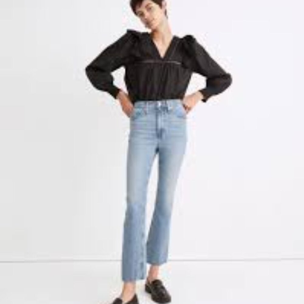 Madewell Cali Demi-Boot Jeans in Enmore Wash: Raw-Hem Edition size 28 Mid Rise